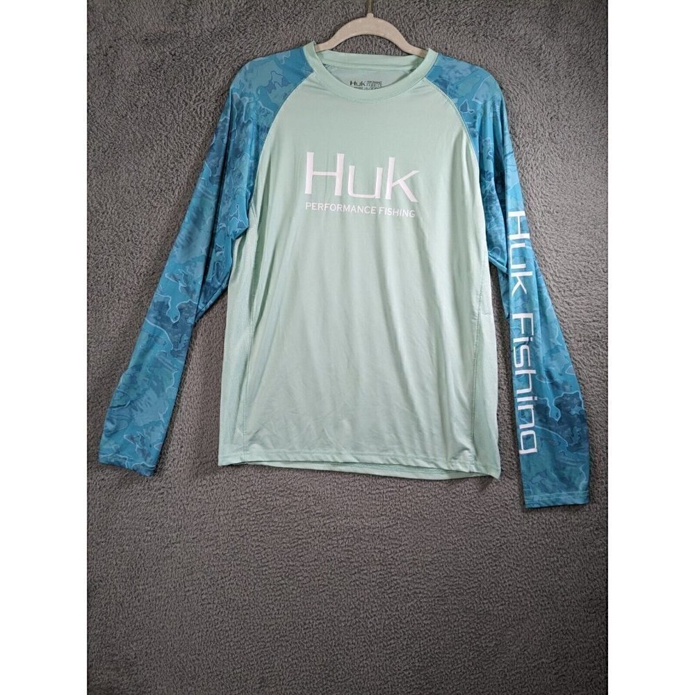 Huk Shirt Mens Medium Performance Fishing Long Sleeve Double Header Camo